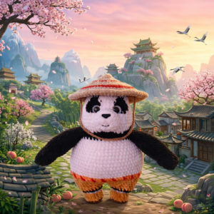 Плюшевая панда Кунг-Фу 25 см в шляпе